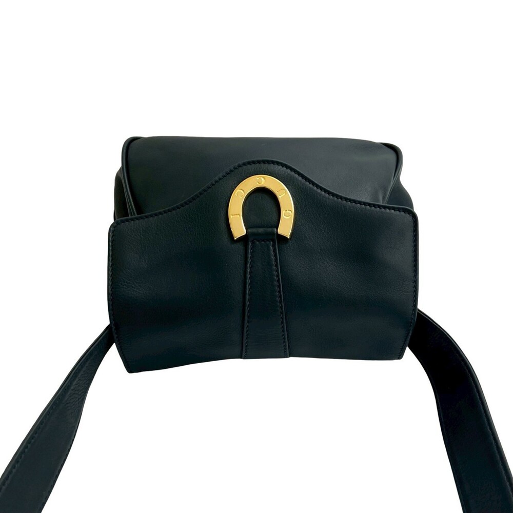 GUCCI (Old Gucci) Vintage Horseshoe Leather Shoulder Bag/Pochette, Navy, i36-8 - Picture 4 of 10